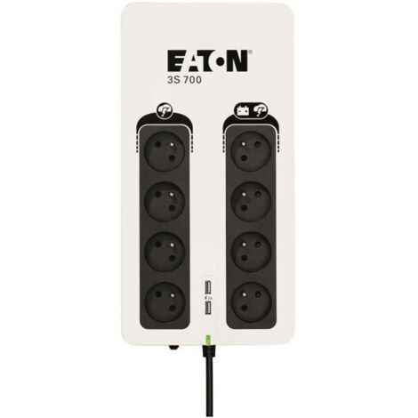 Onduleur Eaton 3S 700 FR - Off-line UPS - 3S700F - 700VA 8 prises francaises Noir/Blanc (1/9)