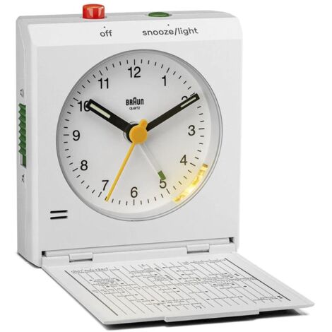 Réveil Quartz BRAUN Blanc - Design DIETER RAMS - Alarme Crescendo - BC01W | UK