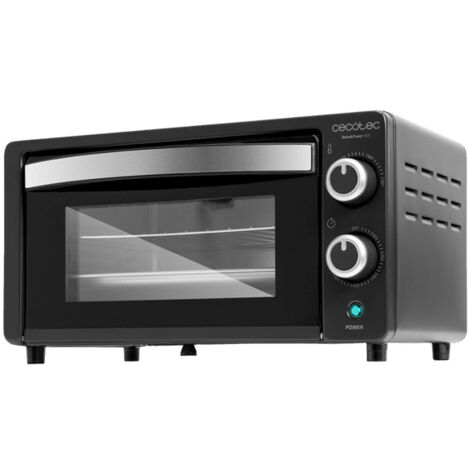 Cecotec – Mini four électrique 10L 1000W – Température jusqu'à 230 °C – Minuterie 60 min – Résistances quartz pour cuisson optimale – Porte double vitrage