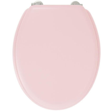 Abattant WC Dolce – Charnières inox – Bois moulé – Couleur rose crystal – Dimensions L 37 x l 47 x h 6 cm – Gelco (1/5)
