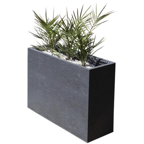 EDA – Jardinière muret loft L – 46 L – 78,5 x 29,5 x H. 60 cm – Résistante aux UV et gel – Pré-percée avec zone de rétention d'eau – Gris anthracite