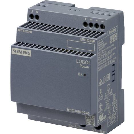 Alimentation pour rail DIN Siemens, série LOGOPOWER, 24V c.c. 4A, 100  240V c.a., 96W ( Prix pour 1 ) (1/3)