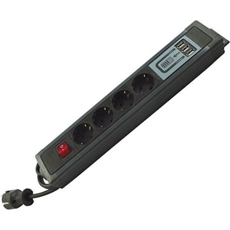 Rev Supraline multiprise 4 voies noire et argent avec USB (1/2)