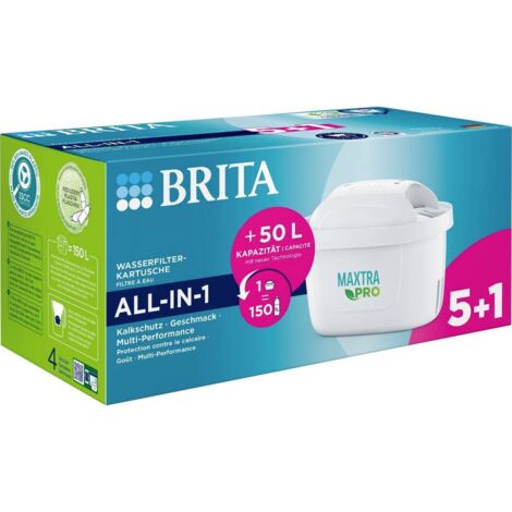Carafe filtrante Brita Maxtra Pro 5+1 – Filtre 150 litres – Réduit herbicides et résidus pharmaceutiques – Eau fraîche et pure