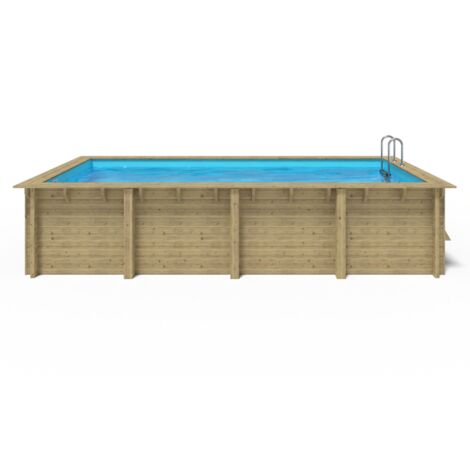 Piscine hors sol rectangulaire en bois massif 620x299 cm – Facile à installer semi-enterrée ou enterrée – Volume 18,5 m³ – Conforme norme NF 90 316 – Water Clip (1/10)