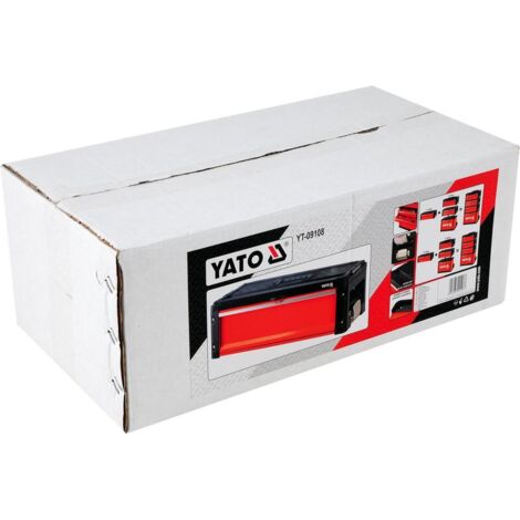 Yato – Boîte à outils métallique rouge et noir avec tiroir – Dimensions 495x252x180mm – Poignée antidérapante – Charge max 10kg (1/10)
