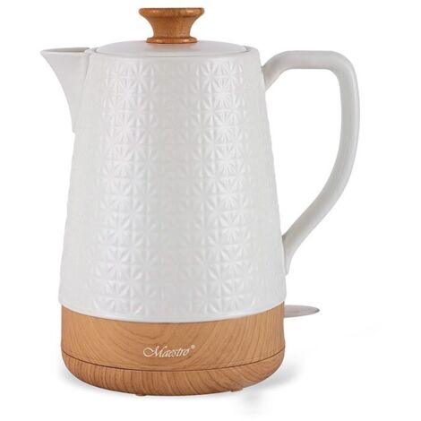 Bouilloire électrique 2L MR076 – Céramique blanche – Puissance 1800W – Ébullition rapide pour thé et café – Maestro