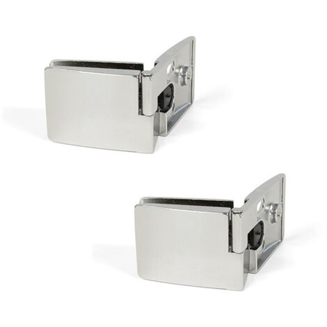 Emuca – Charnières médianes pour meuble en zamak chromé brillant – Pour verre 4-5 mm – Ouverture fluide – Lot de 2 charnières