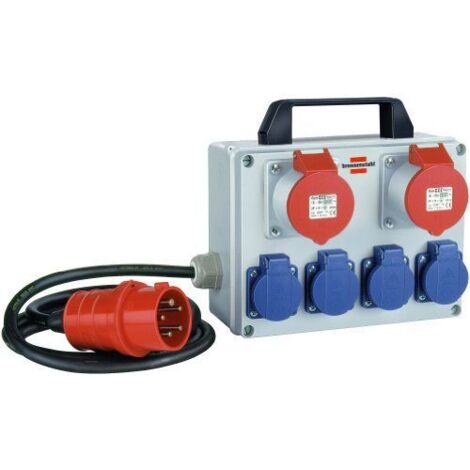 Brennenstuhl – Distributeur de courant BKV 2/4 T 1153650 – 2 prises CEE 400V/16A, 4 prises 230V/16A – Longueur câble 2m – Indice IP44 pour extérieur