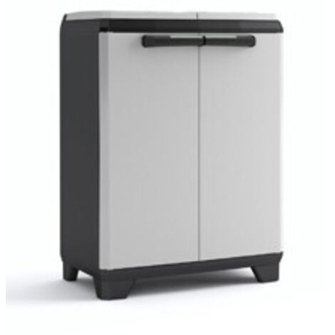 Keter – Armoire de jardin de recyclage 220L – Plastique durable résistant à l'eau – Portes verrouillables et poignées ergonomiques – Design moderne noir gris (1/10)
