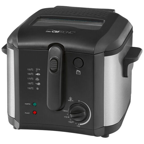 Friteuse électrique 2,5L 1600W – Cuve inox avec filtre à odeurs – Thermostat réglable 130-190°C – Couvercle escamotable avec fenêtre – Clatronic (1/6)