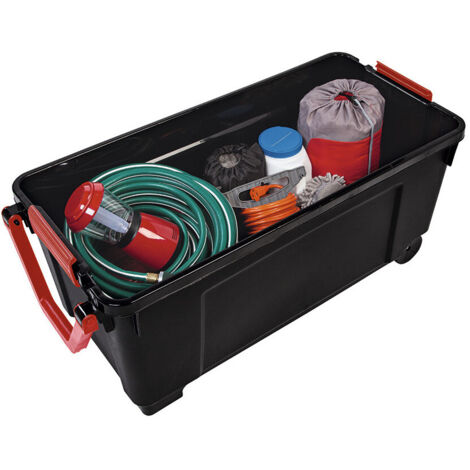 EDM – Boîte de rangement 170L empilable – Plastique résistant aux intempéries – Couvercle sécurisé pour protection – Idéale pour garage et atelier