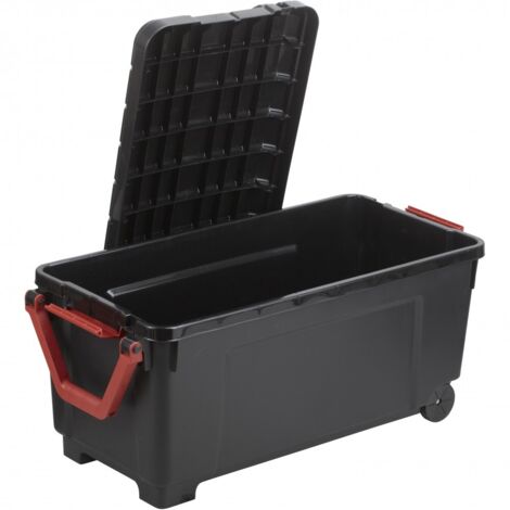 EDM  Bote de rangement 170L  Polypropylne noir et rouge  Dimensions  49x103x50 cm  Roulettes pour transport facile - BOX 170 L