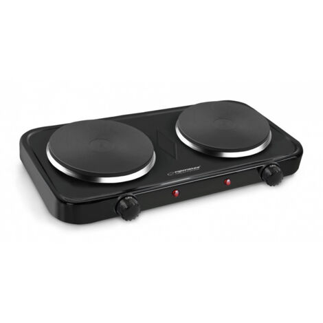 Réchaud électrique 2000 W – 2 zones de cuisson rondes 15,5 cm – Surface antiadhésive – Protection contre la surchauffe – Tresice France - EKH010K