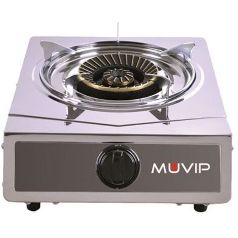 Cuisinière à gaz 1 brûleur en acier inoxydable – Allumage piézoélectrique – Brûleurs amovibles pour nettoyage facile – Compacte 36x29x8,5 cm – Buck