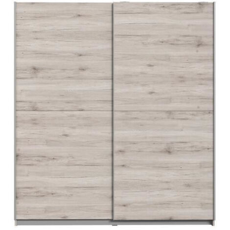 Armoire de chambre ULOS 170,3 cm – 2 portes avec tringle et tablettes – Panneaux de particules décor chêne cendré clair – Style contemporain – Finlandek (1/7)