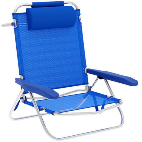 Marbueno Chaise Pliante Bleu Aluminium Textilène (1/2)