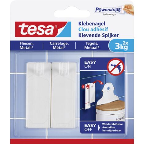 Tesa Clous adhésifs blancs pour surfaces lisses (1/6)