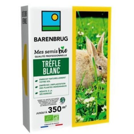 Trefle blanc BHS 500 m² – Favorise la biodiversité – S'adapte à tous types de sols – Résiste au piétinement – Plante fourragère – Serrurerie-Boutique