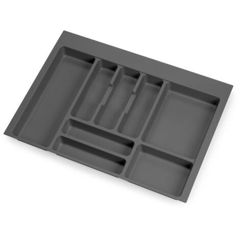 Emuca – Range-couverts gris anthracite 622mm – Plastique durable – Pour tiroirs Vertex et Concept – Installation rapide