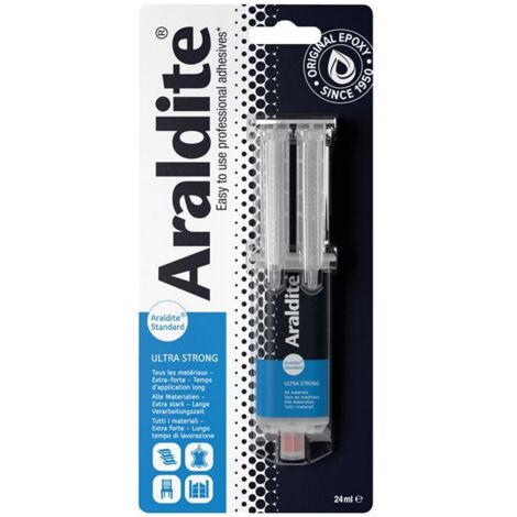 Colle epoxy 24ml – Haute résistance pour verre, céramique, métal – Prise rapide, temps de gel 100 min – Pour collages difficiles – Araldite