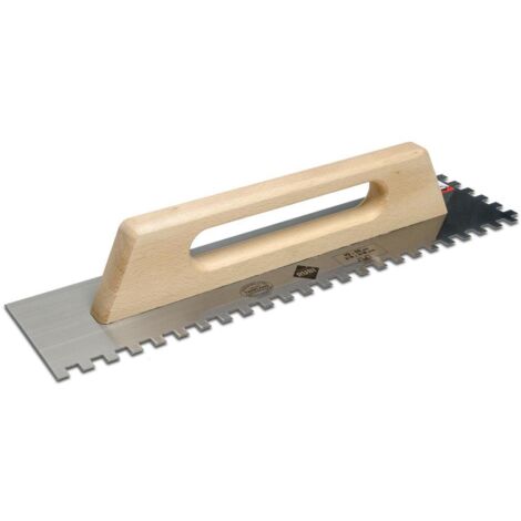 Rubi – Truelle crantée 10x10 en acier haute résistance – Manche en bois pour pose carrelage – Précision sur surfaces irrégulières (1/6)