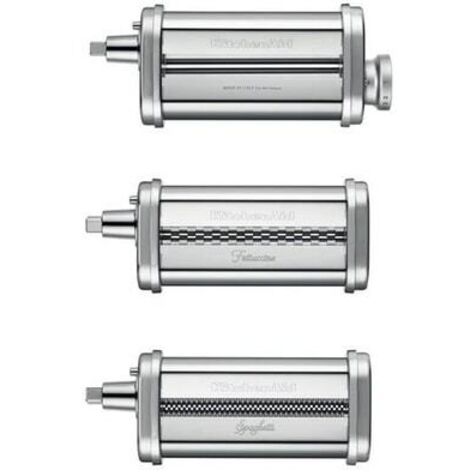 Machine à pâtes 3 rouleaux chrome – Accessoires pour lasagnes, tagliatelles et linguines – Compatible avec robots KitchenAid