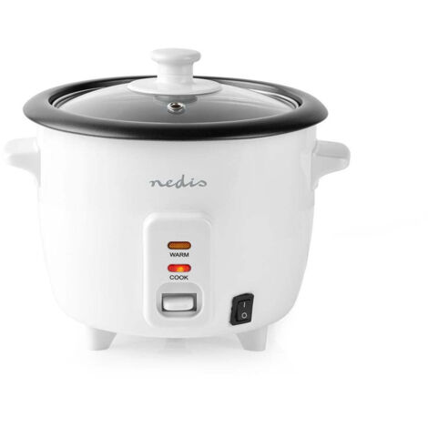 Cuiseur à riz 0,6 L – KARC06WT – 300 W avec bol amovible anti-adhésif – Fonction maintien au chaud – Idéal pour quinoa et couscous – Nedis