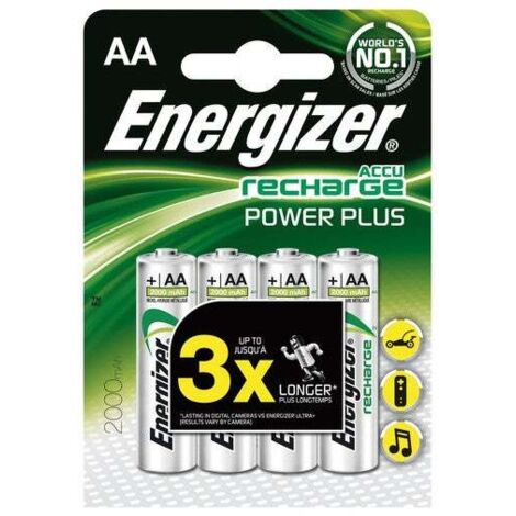 Energizer – Lot de 4 piles rechargeables AA NiMH 2000 mAh – Tension 1.2 V – Rechargeables jusqu'à 1000 fois – Écologiques et prêtes à l'emploi - W209311