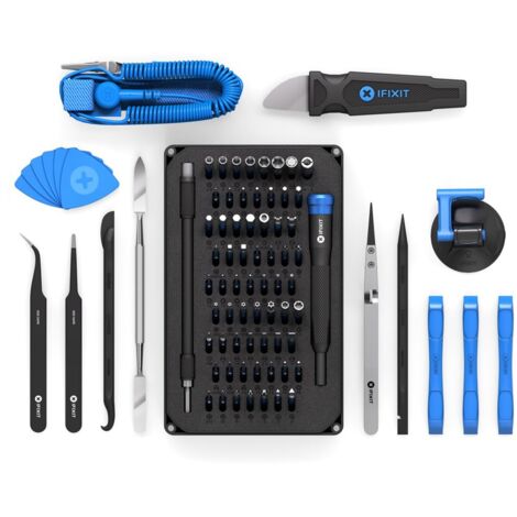 Coffret multi-outils 64 embouts – Outils d'ouverture et tournevis de précision – Bracelet antistatique – Trousse en toile robuste – Ifixit (1/5)