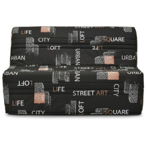 Les Tendances – Banquette BZ tissu noir 143x97x89 cm – Meuble compact pour petits espaces – Lit d'appoint moderne – Facile à assembler