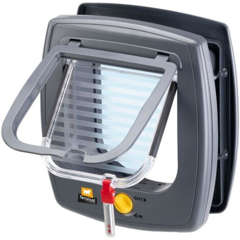 Chatière Swing 5 – Dimensions 22,5 x 16,2 x 25,2 cm – Système anti-courant d'air – Tunnel modulable 5 cm – Couleur gris – Ferplast