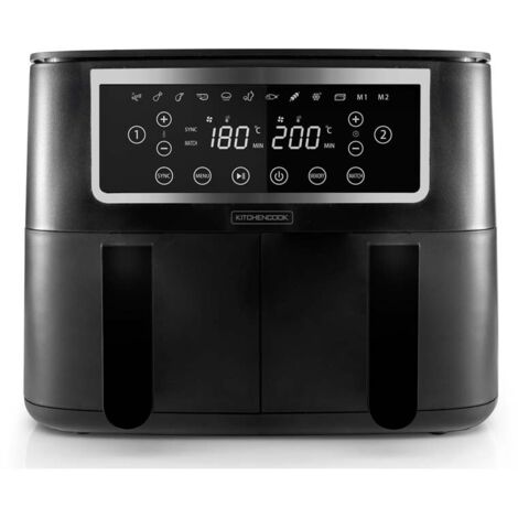 Friteuse sans huile 8L 2600W – Technologie de circulation d'air – Cuisson saine et rapide – Noir – Kitchencook