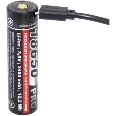 Kraftmax Pro USB Batterie USB-C 18650 Li-Ion Noir 3400mAh (1/3)