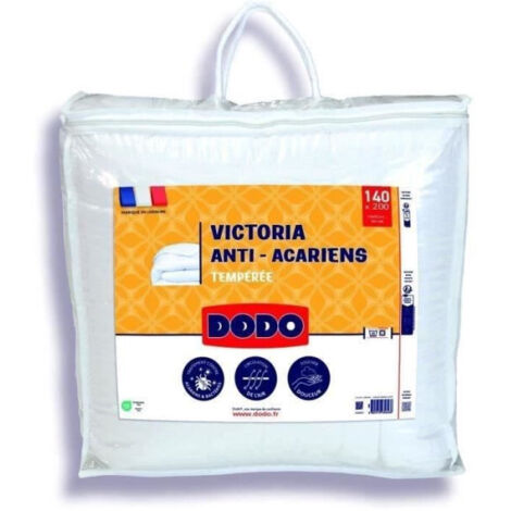 COUETTE VICTORIA 140X200 CM - DODO - TEMPERÉE - GARNISSAGE 100% POLYESTER - 1 PERSONNE - BLANC