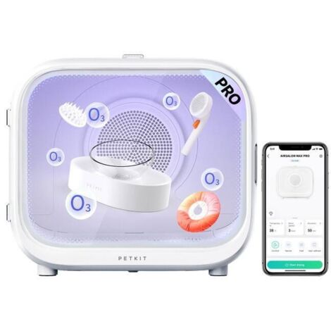 Petkit – Séchage automatique pour petits animaux – Séchoir pulseur 60L ultra-silencieux 42 dB – Désinfection à l'ozone – Circulation d'air 360°