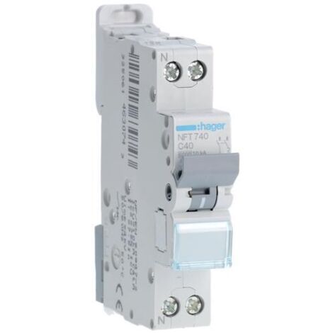 Disjoncteurs - 1 Ph+N - courbe C - Vis/Vis - NFT - Hager - 40A - NFT740