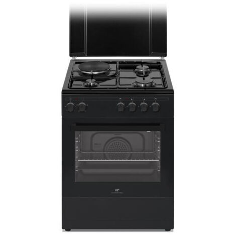 Continental Edison – Cuisinière mixte 3 feux gaz + 1 électrique CECM60FCB – Dimensions L59,8 x P61 x H83 cm – Noir