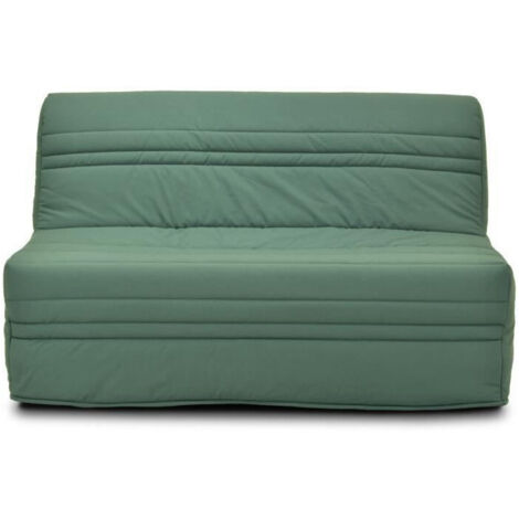 Les Tendances – Banquette BZ convertible tissu vert – Dimensions L143 x P97 x H89 cm – Déhoussable pour entretien facile – Style industriel-loft