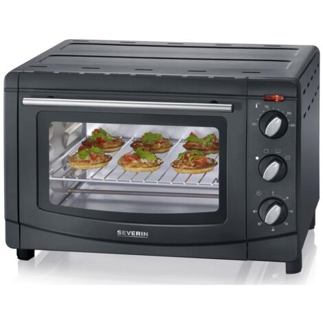 Severin – Mini four grill 20 litres 1500 W – 4 modes de cuisson – Température réglable 100-230 °C – Accessoires inclus – Design compact noir (1/6)
