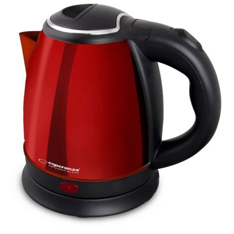 Bouilloire électrique 1 L EKK128R – 1350 W – Acier inoxydable et plastique – Noir et rouge – Ébullition rapide avec protection à sec – Esperanza