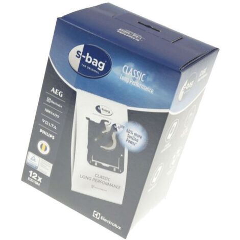Electrolux – Sacs microfibres par 12 – S-BAG CLASSIC LONG PERFORMANCE E201SM – Filtration 99% des particules – Compatible avec aspirateurs BOLIDO, BUSH GREEN, EASYDRIVE (1/10)