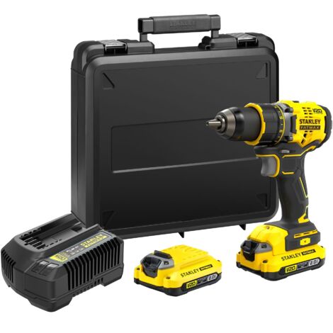 Stanley – Perceuse visseuse sans fil 18V – Moteur Brushless 80Nm – 2 batteries 2.0Ah et chargeur – Malette de transport incluse