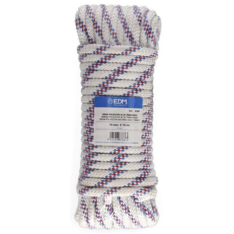 edm Corde Tressée Premium tricolore 15 mètres polyester