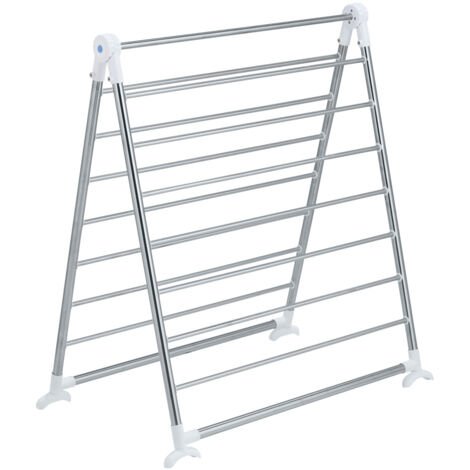 Wenko – Sèche-linge pour baignoire – Longueur d'étendage 11 m – Acier inox – Dimensions 65 x 150 x 2,5 cm – Pliable et stable (1/4)