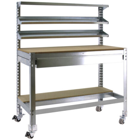 Simonrack Banco de travail moderne gris métal et bois (1/2)
