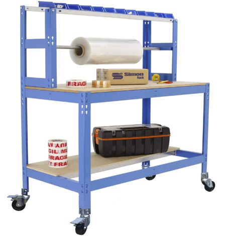 Simonrack Banc de travail mobile bleu robuste avec roulettes