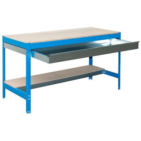 Simon Rack - Kit Etabli avec tiroir 840x1500x750mm - BT-0 BOX 1500 BLEU/BOIS (1/5)