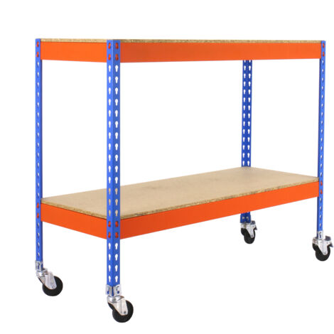 Simonrack Étagère métallique bleue et orange à roulettes (1/3)