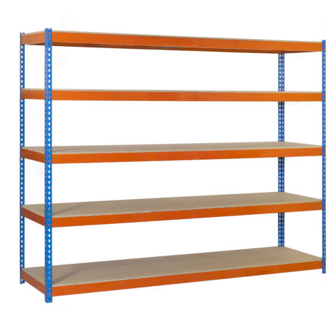 Simonrack Étagère en métal bleu orange bois 5 niveaux